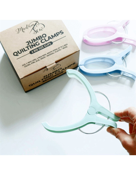 Conjunto de 6 pinças de quilting extra-grandes Jumbo Madam Sew