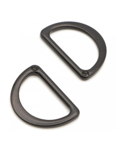 Conjunto de 2 anéis em D de 25 mm preto