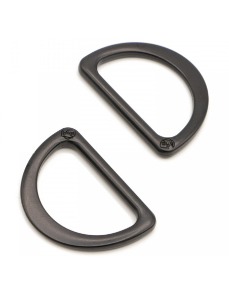 Conjunto de 2 anéis em D de 25 mm preto