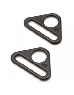 Conjunto de 2 anéis triangulares passantes 25 mm preto