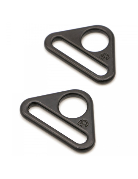 Conjunto de 2 anéis triangulares passantes 25 mm preto