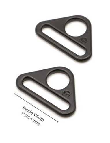 Conjunto de 2 anéis triangulares passantes 25 mm preto