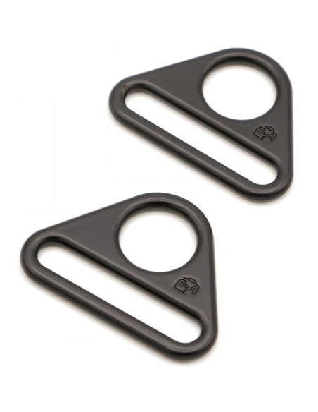 Conjunto de 2 anéis triangulares passantes 38 mm preto