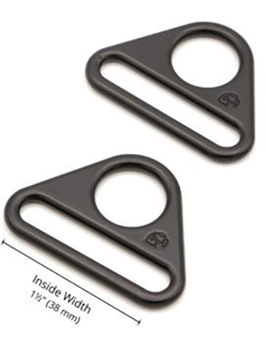 Conjunto de 2 anéis triangulares passantes 38 mm preto