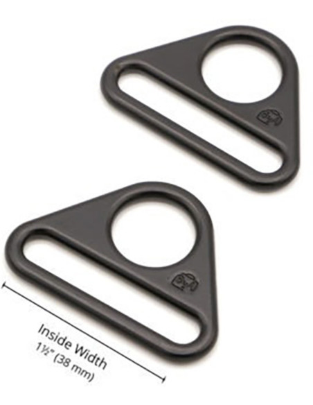 Conjunto de 2 anéis triangulares passantes 38 mm preto