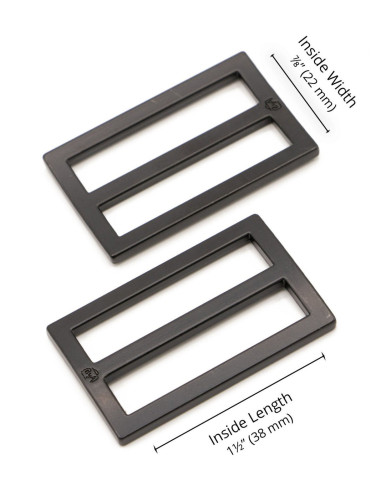 Conjunto de 2 fivelas deslizantes 22 x 38 mm preto