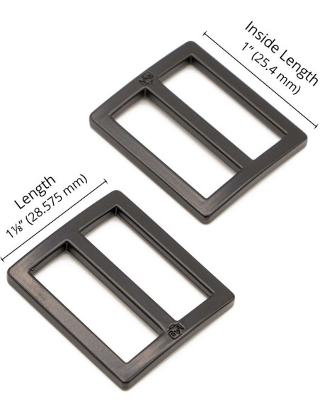 Conjunto de 2 fivelas deslizantes 28 x 25 mm preto