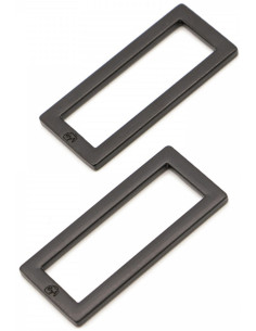 Conjunto de 2 fivelas retangulares 13 x 38 mm preto