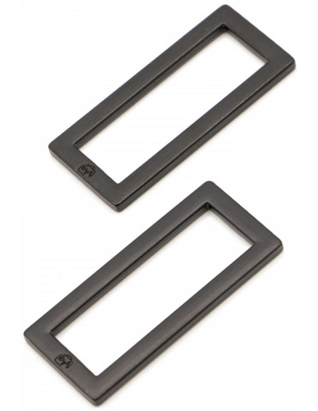 Conjunto de 2 fivelas retangulares 13 x 38 mm preto