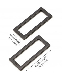 Conjunto de 2 fivelas retangulares 13 x 38 mm preto 2