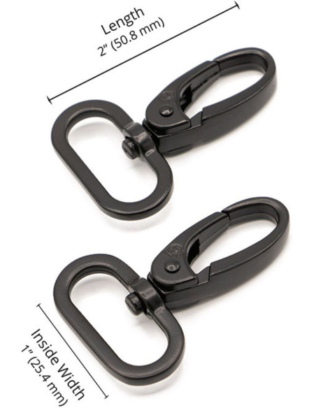 Conjunto de 2 mosquetões passante 25 mm preto