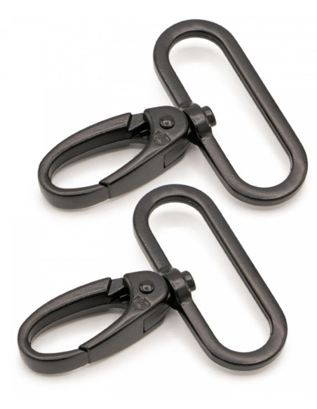 Conjunto de 2 mosquetões passante 38 mm preto