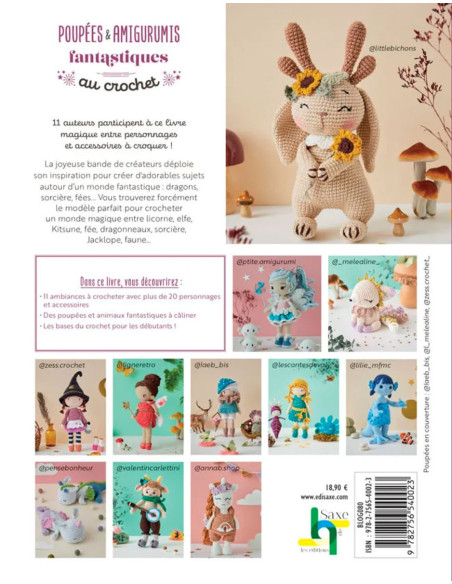Livro de bonecas e amigurumis fantásticos em crochê
