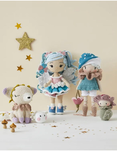 Livro de bonecas e amigurumis fantásticos em crochê