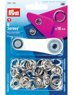Caixa de 6 botões de pressão jersey Prata com ferramenta 18 mm