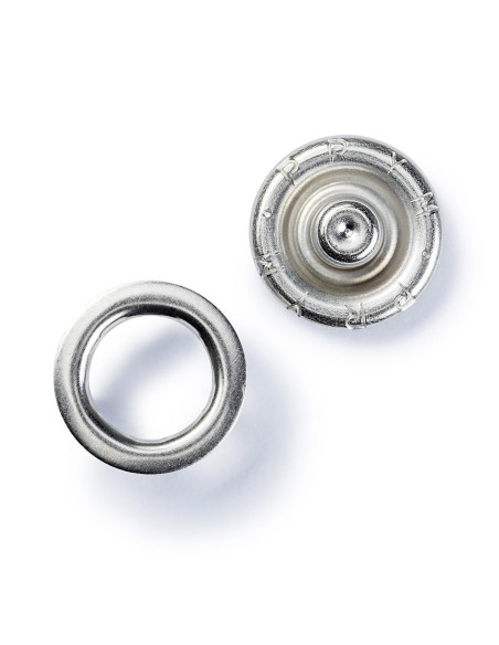 Caixa de 6 botões de pressão jersey Prata com ferramenta 18 mm