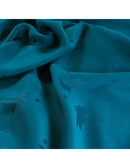 Tecido jacquard de viscose Streli azul petróleo - Églantine & Zoé