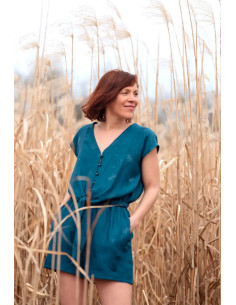 Tecido jacquard de viscose Streli azul petróleo - Églantine & Zoé 2