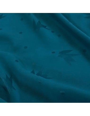 Tecido jacquard de viscose Streli azul petróleo - Églantine & Zoé