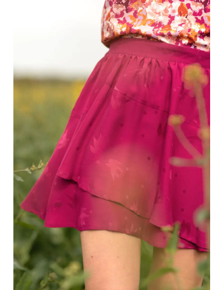 Tecido jacquard de viscose Streli rosa magenta - Églantine & Zoé