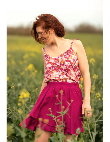 Tecido jacquard de viscose Streli rosa magenta - Églantine & Zoé