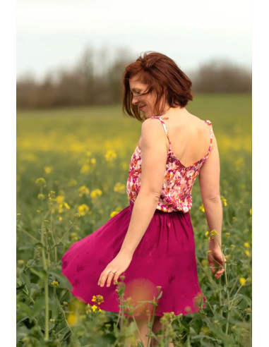 Tecido jacquard de viscose Streli rosa magenta - Églantine & Zoé