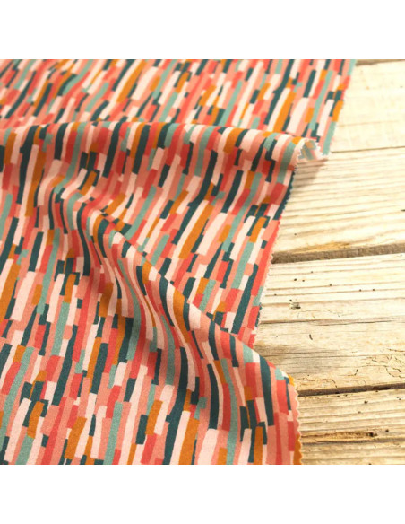 Tecido popeline de viscose Roc coral - Églantine & Zoé