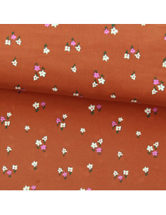 Tecido veludo cotelê estampado - Joyflo ferrugem