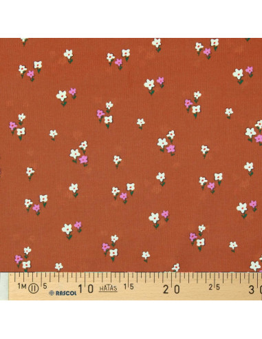 Tecido veludo cotelê estampado - Joyflo ferrugem