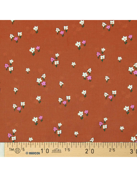 Tecido veludo cotelê estampado - Joyflo ferrugem