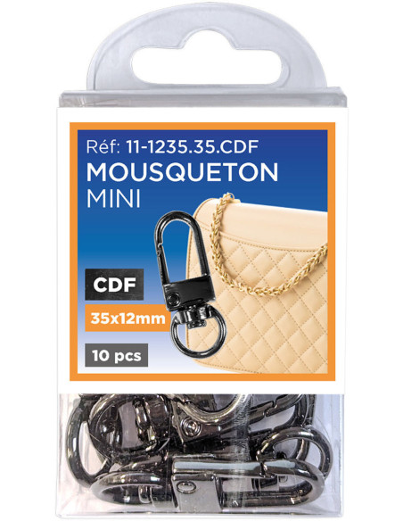 Conjunto de 10 mini mosquetões giratórios - Cano de fuzil 35 x 12 mm
