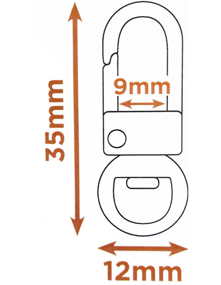 Conjunto de 10 mini mosquetões giratórios - Cano de fuzil 35 x 12 mm