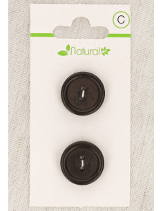 Cartão de 2 botões de madeira escura 18 mm 2 furos - Redondos