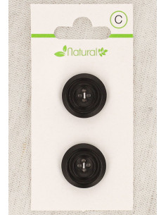 Cartão de 2 botões de madeira escura 18 mm 4 furos - Redondos