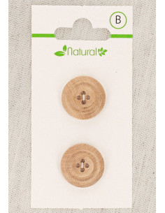 Cartão de 2 botões em madeira natural 18 mm 4 furos - Molduras