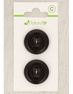 Cartão de 2 botões de madeira escura 23 mm 4 furos - Redondos