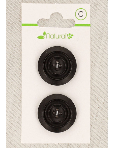 Cartão de 2 botões de madeira escura 23 mm 4 furos - Redondos