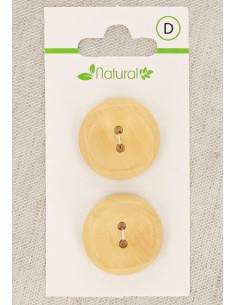 Cartão de 2 botões em madeira natural 23 mm 2 furos - Quadrados