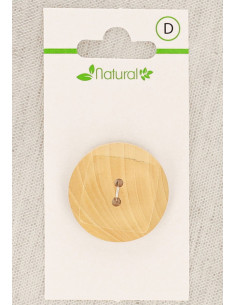 Botão de madeira natural de 1 peça 28 mm 2 furos - Quadrados