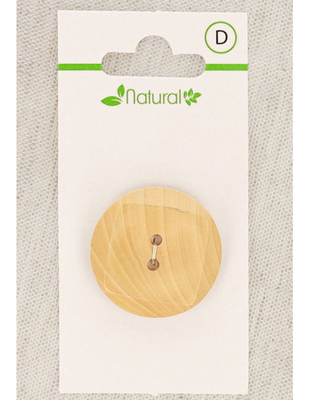 Botão de madeira natural de 1 peça 28 mm 2 furos - Quadrados