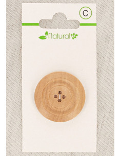 Botão de madeira natural de 1 peça 28 mm 4 furos - Molduras