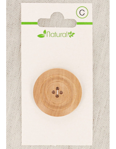 Botão de madeira natural de 1 peça 28 mm 4 furos - Molduras