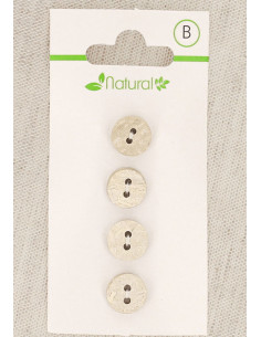 Cartão de 4 botões de madeira natural 10 mm 2 furos - Redondos