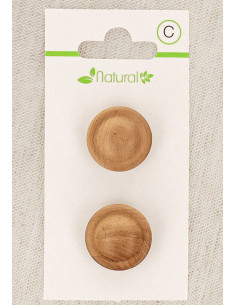 Cartão de 2 botões em madeira natural 18 mm com pé - Redondos em relevo