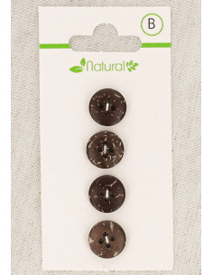 Cartão de 4 botões de madeira escura 11 mm 4 furos - Redondos