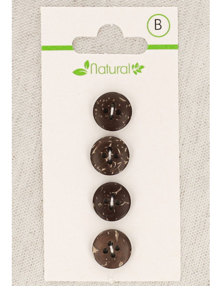 Cartão de 4 botões de madeira escura 11 mm 4 furos - Redondos