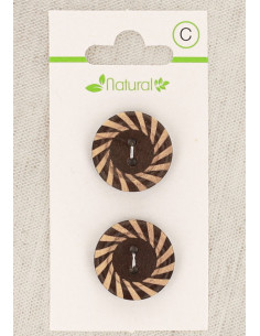 Cartão de 2 botões de madeira bicolor 20 mm 2 furos - Fantasia