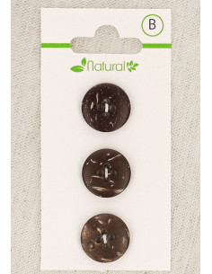 Cartão de 3 botões de madeira escura 15 mm 4 furos - Redondos