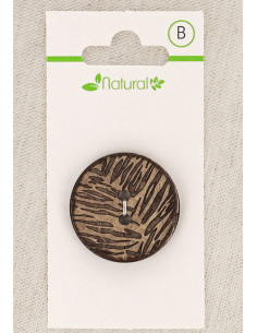 Botão de madeira natural de 1 peça 28 mm 2 furos - Folhagem