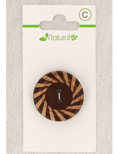 Cartão de 1 botão de madeira bicolor 28 mm 2 furos - Redondo